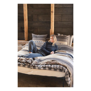 Libeco - Black House Stripe Linen Throw | Charcoal