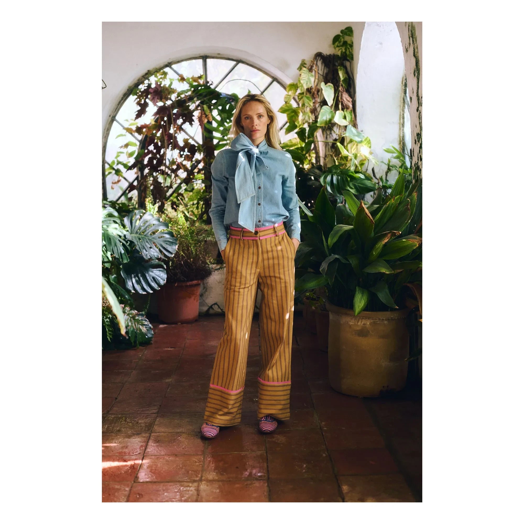 Maria de la Orden - Romeo Cotton Striped Pants | Mustard