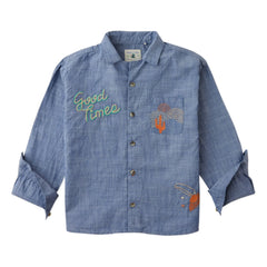 Gingersnaps - Lewis Embroidered Chambray Shirt | Blue