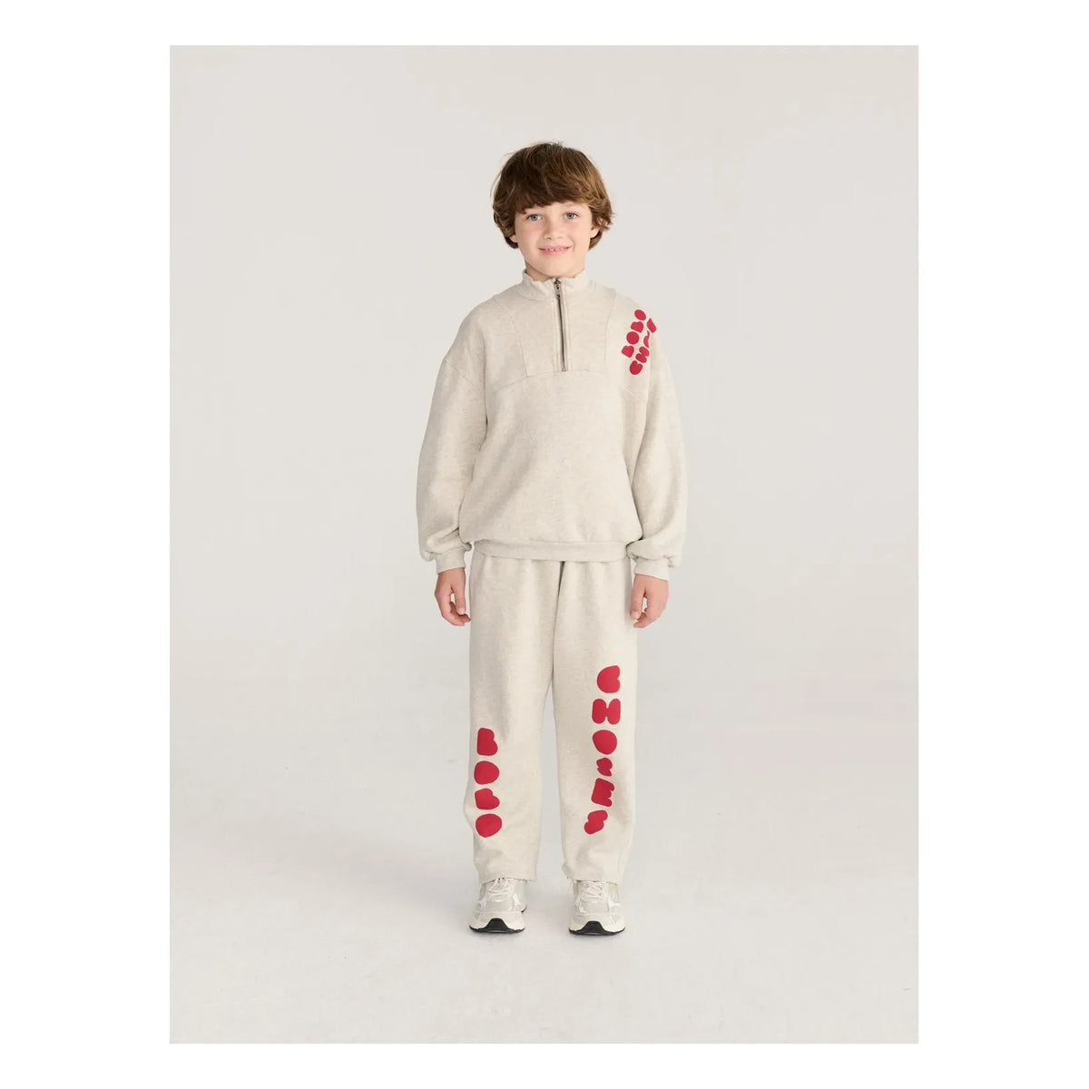 Bobo Choses - Organic Cotton Bobo Wide Jogger Pants | Heather grey