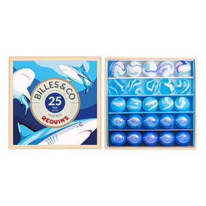 Billes & Co - 25-piece Shark Marbles Set | Blue