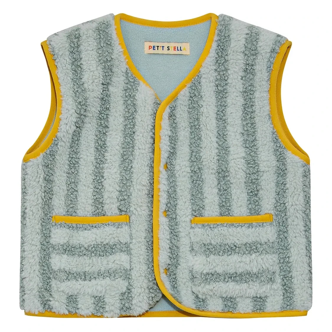 Petit Stella - Sleeveless Striped Sherpa Jacket | Blue