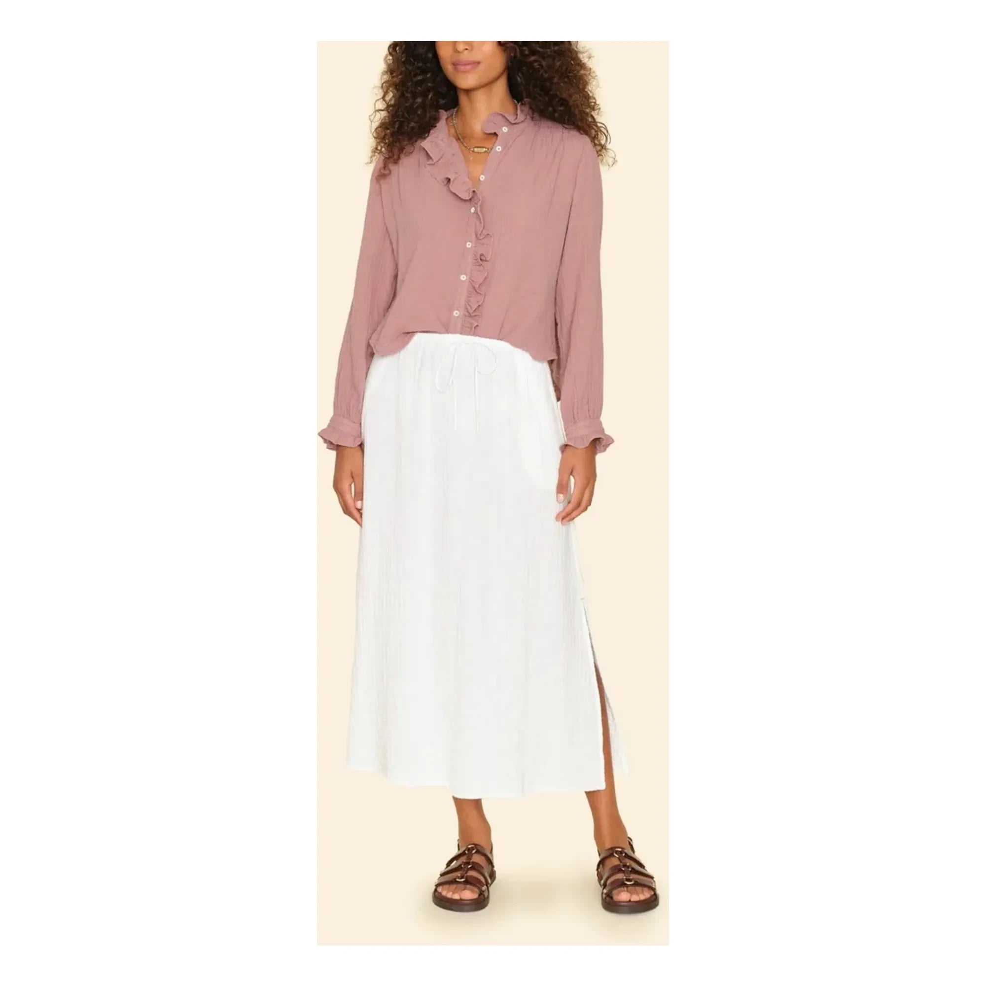 Xirena - Avryll Cotton Gingham Skirt | White