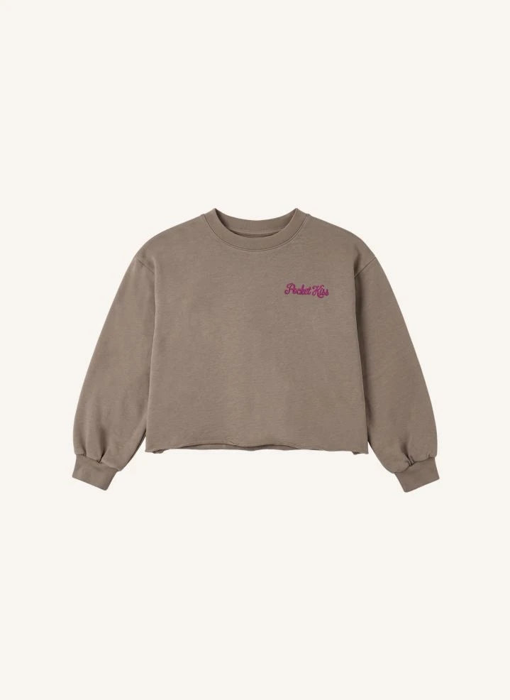 Smallable Kid - Plum Pocket Kiss Organic Cotton Sweatshirt | Frosty Brown