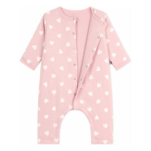 Petit Bateau - Cotton Padded Heart Romper | Light Pink