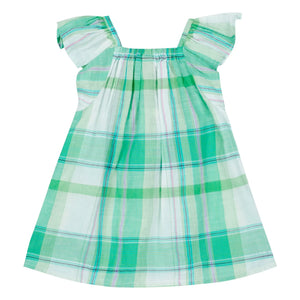 Bonton - Louise Checked Gathered Dress | Green