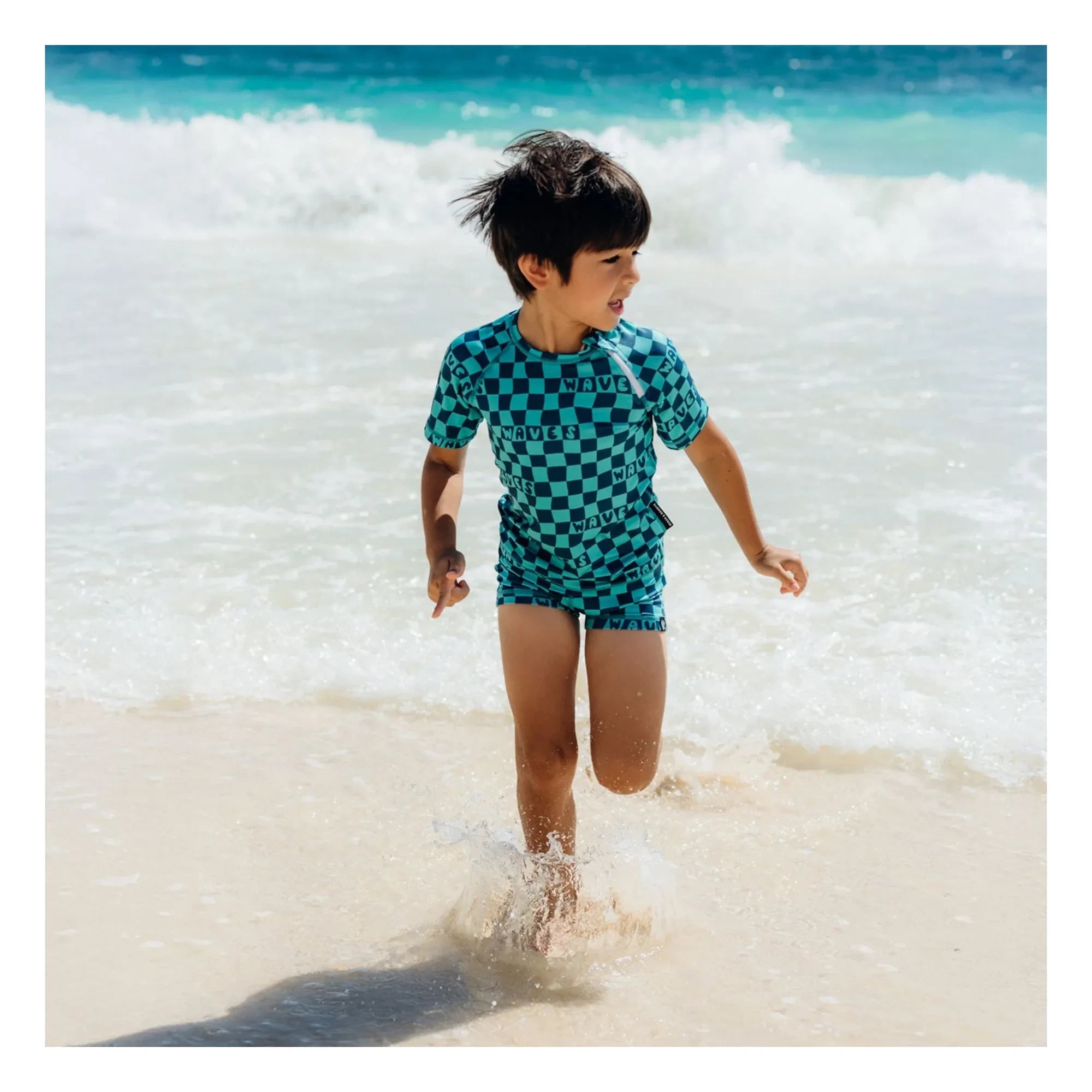Beach & Bandits - Blue Checkered Summer UV Protective Swim Shorts | Recycled Fibers