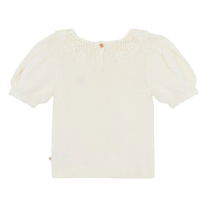 Bonton - Niko Short-Sleeve Claudine Collar Sweater | Ecru