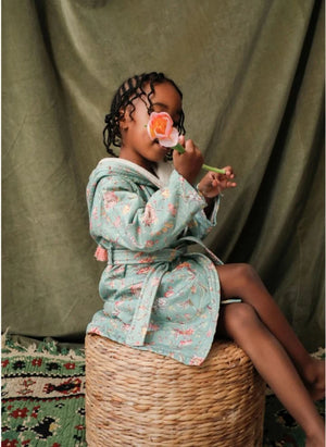 Louise Misha - Leilou Organic Cotton Bathrobe | Turquoise