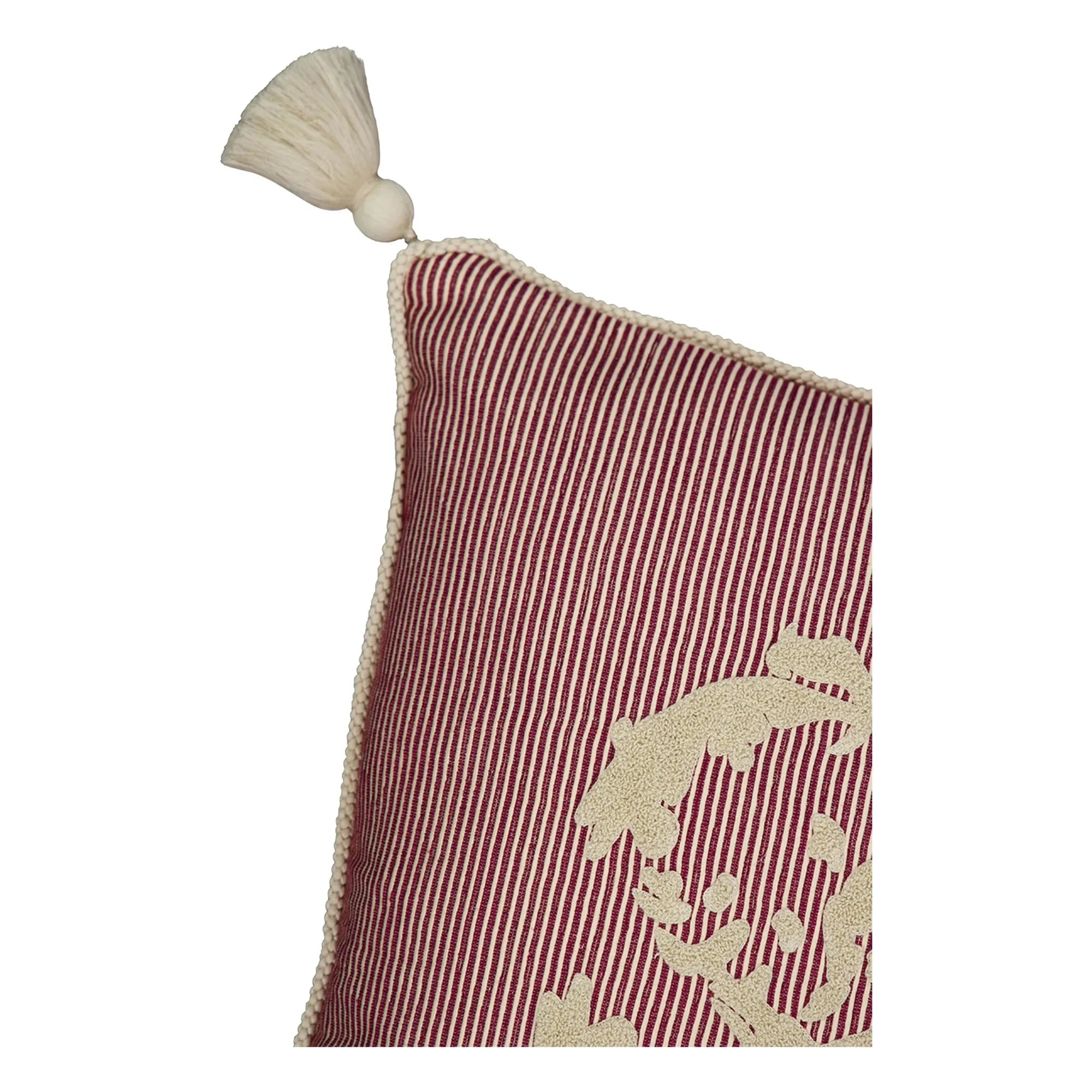 House of Capricorn - Dinis Embroidered Velvet Cushion | Burgundy