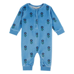 Emile et Ida - Floral Pattern Fleece Overall | Blue
