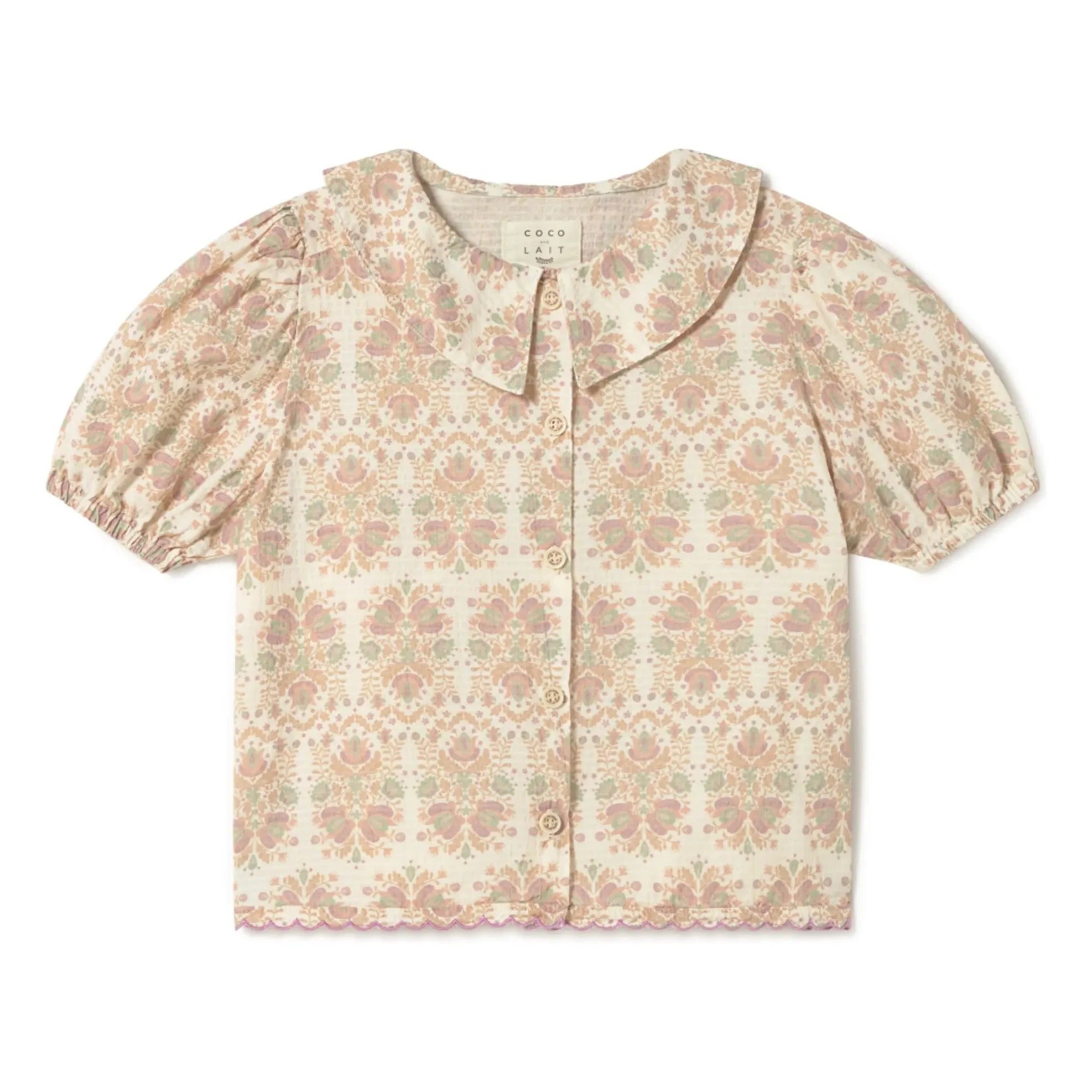 Coco au Lait - Floral Organic Cotton Blouse | Ecru
