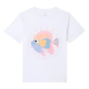 Stella McCartney Kids - Organik pamuklu balık tişört | Beyaz