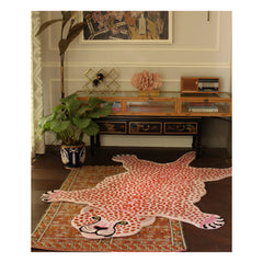 Doing Goods - Pink Wool Leopard Pattern Rug | Pink