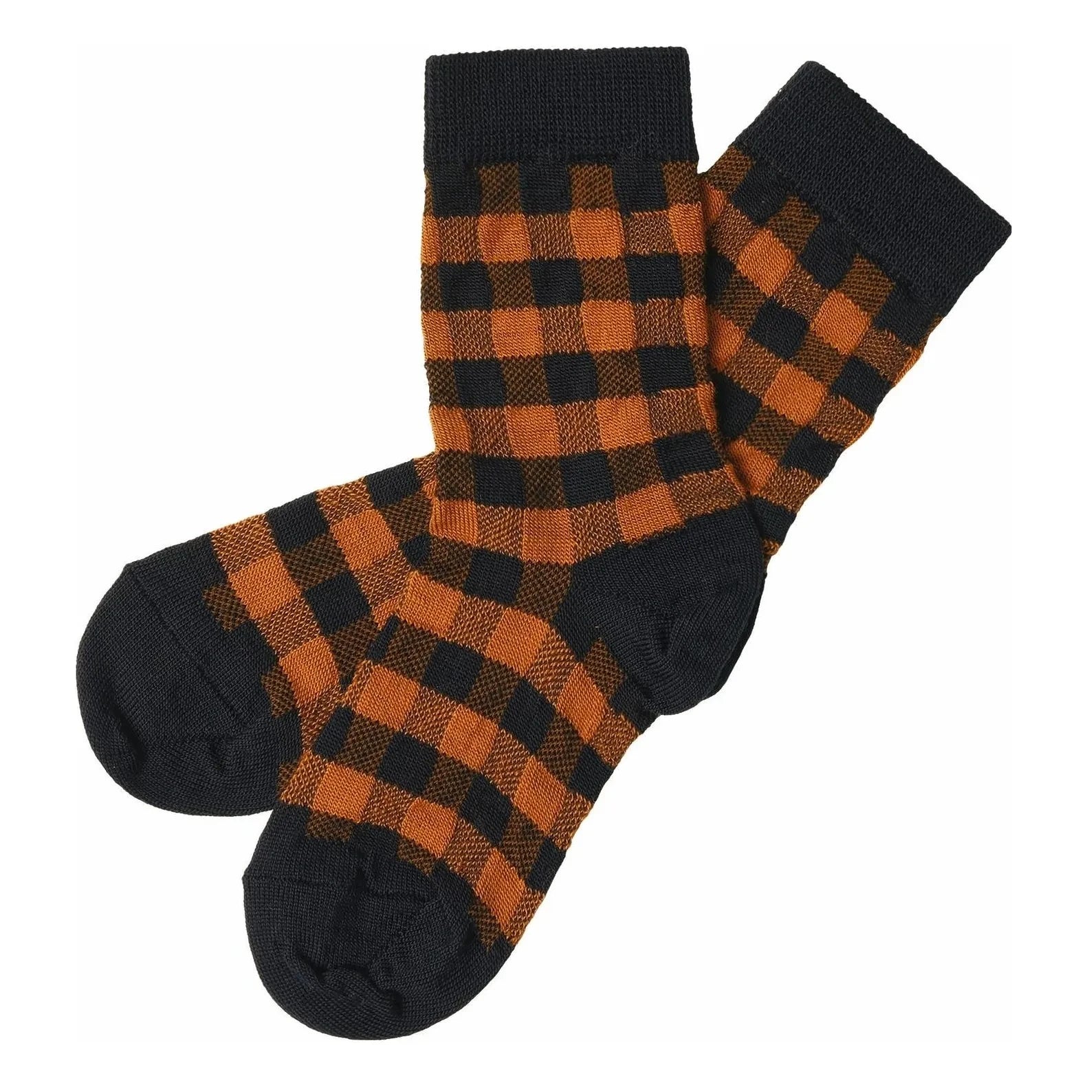 FUB - Wool Checked Socks | Brick