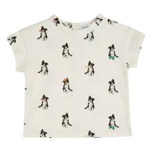 Emile et Ida - Border Collie Organic Cotton T-Shirt | Cream