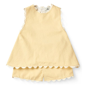 Copenhagen Colors - Organic Cotton, Wavy-Edge Top and Shorts Set | Pale Yellow
