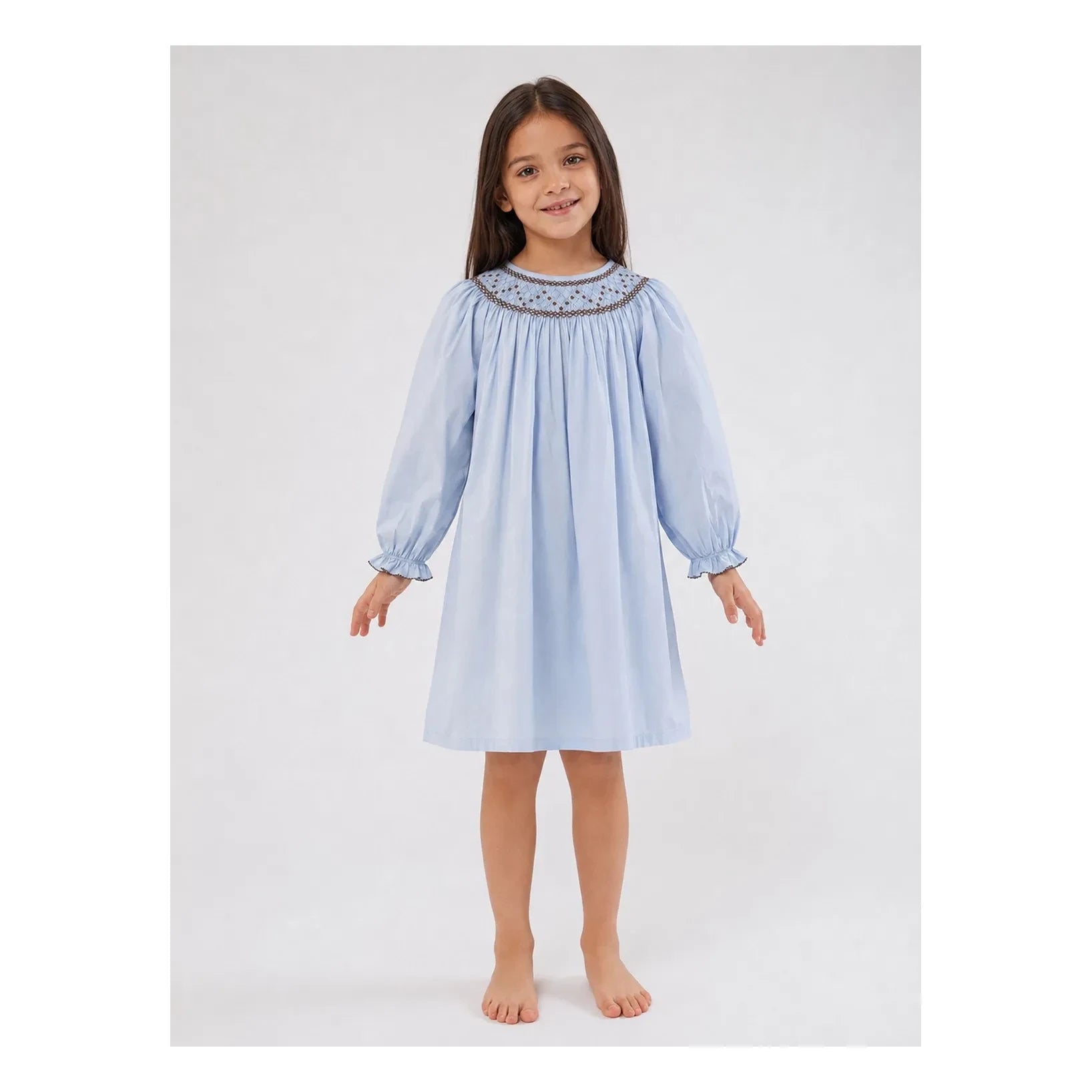 Folkloore - Nakışlı Gece Elbisesi - Çocuk Koleksiyonu | Mavi