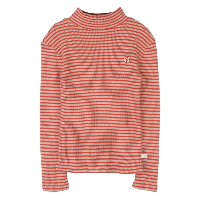 Jenest - Tara Striped Turtleneck Top | Red