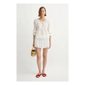 Posse - Danielle Peach Blouse | White