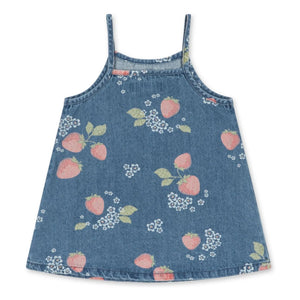 Konges Sløjd - Denim Strawberry Organic Cotton Dress | Blue