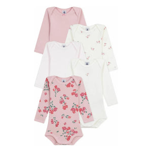 Petit Bateau - 5 Parça Çiçekli Bodyler | Pembe