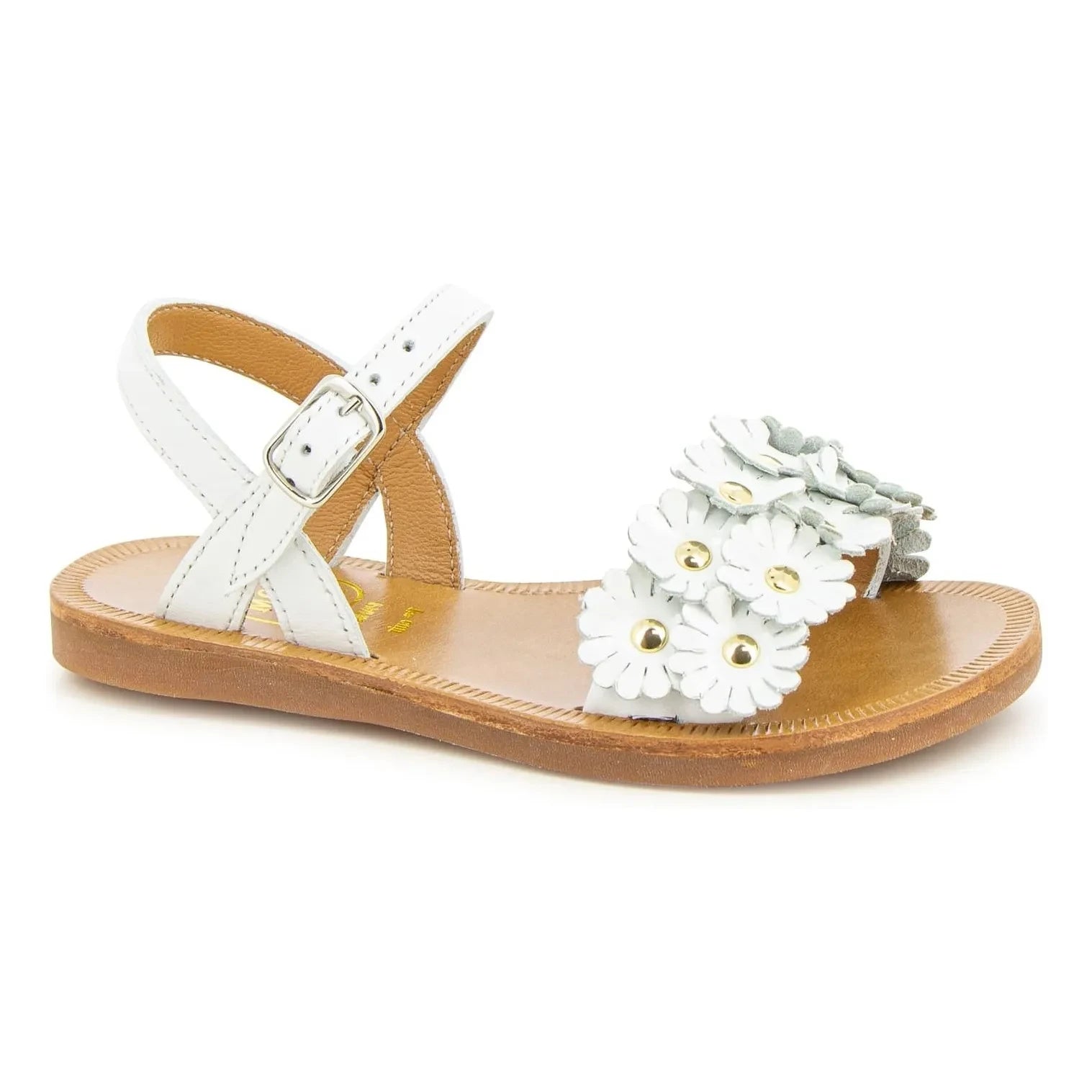 Pom d'Api - Plagette Multi Flower Sandals | White Satin