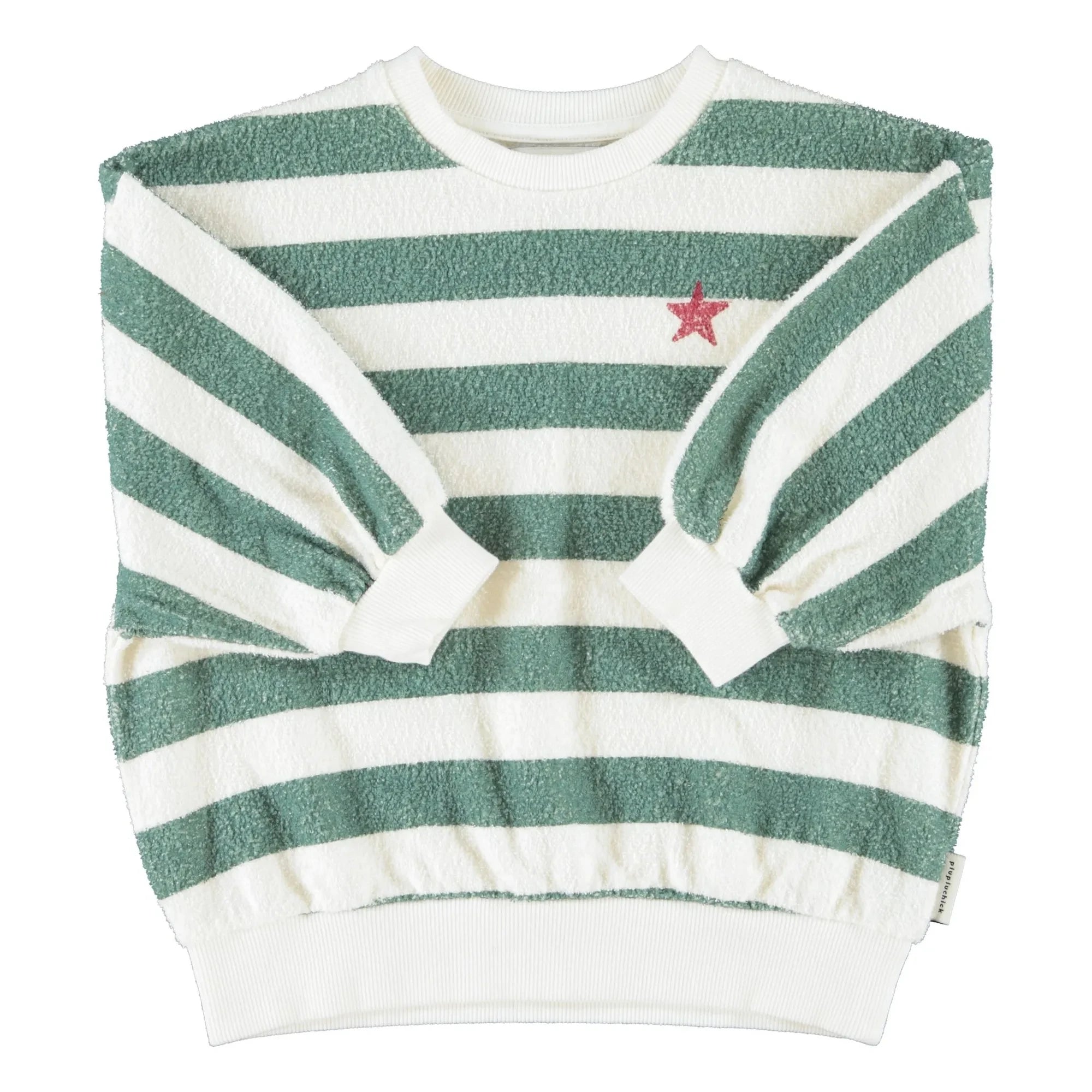Piupiuchick - Striped Sweatshirt Piupiuchick Organic Cotton Terry Fabric | Ecru