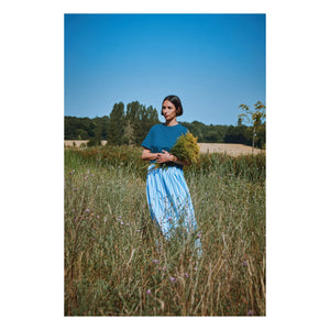 Poudre Organic - Blue Chia Striped Cotton Poplin Skirt