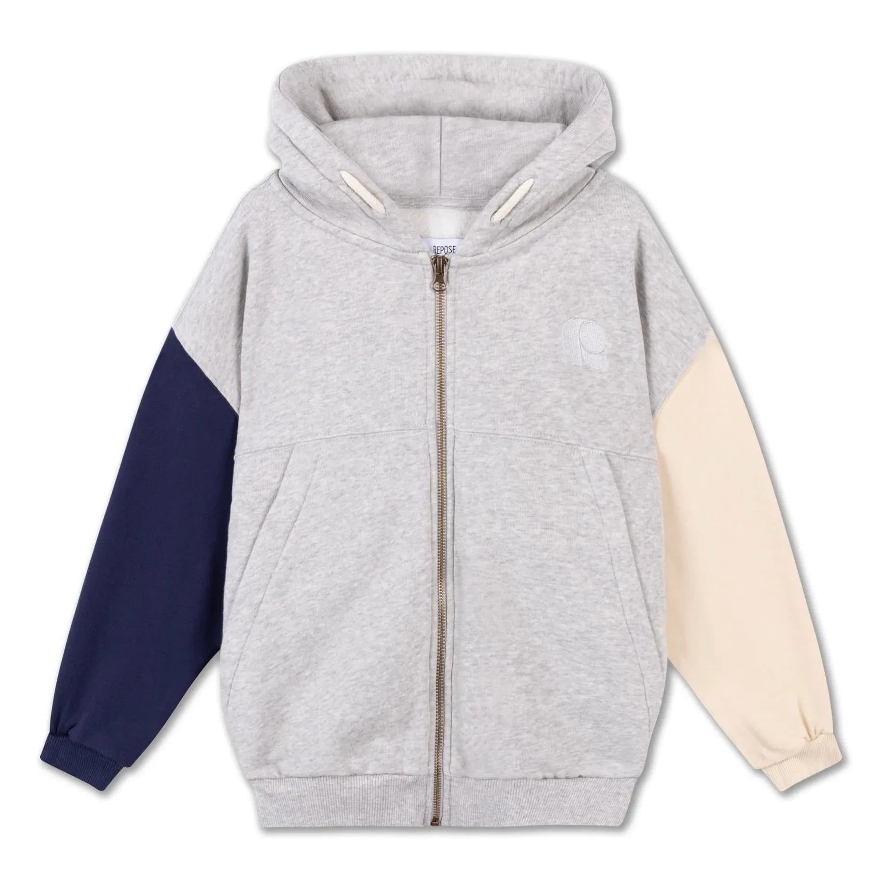 Repose AMS - Organic Cotton Tricolor Zip-up Sweatshirt | Gray