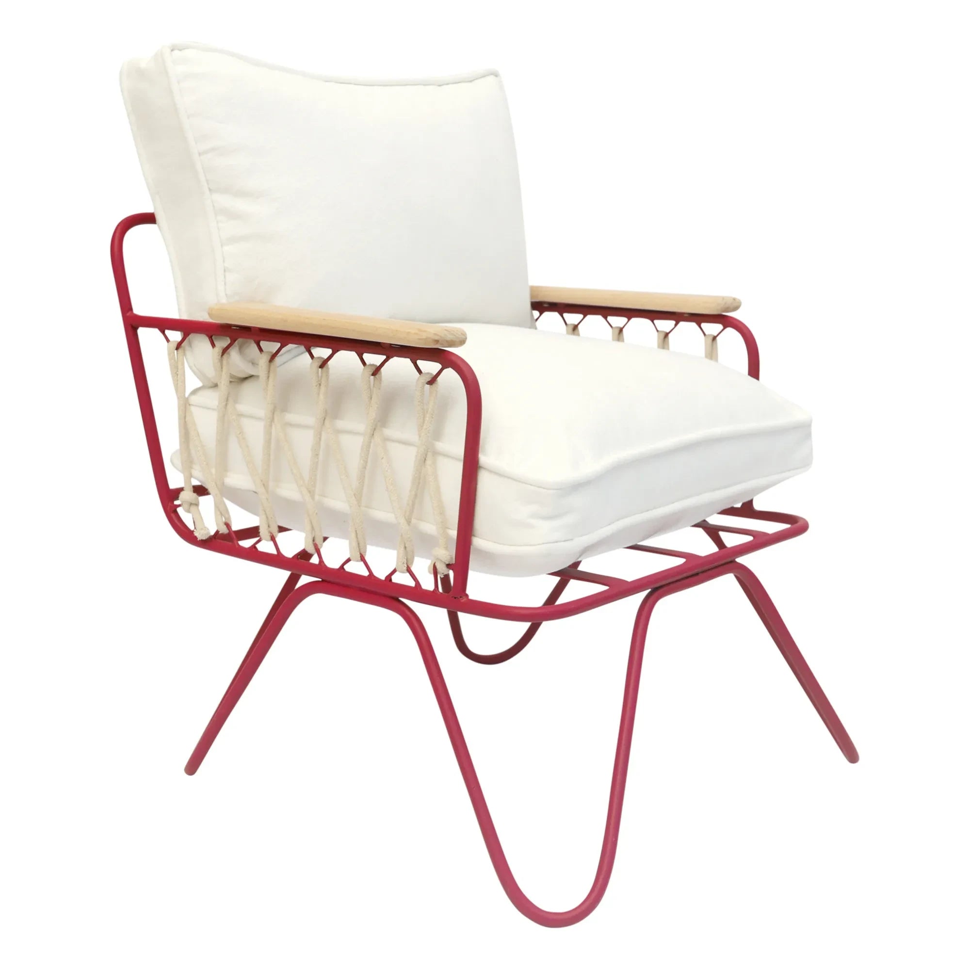 Honoré - Baby Croisette Lounge Chair - Cotton, Red Metal Frame | White