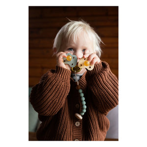 Hevea - Natural Rubber and Rubber Tree Pacifier Clip | Almond Green