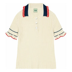 FUB - Polo Pointelle Thin Organic Cotton Knit | Ecru