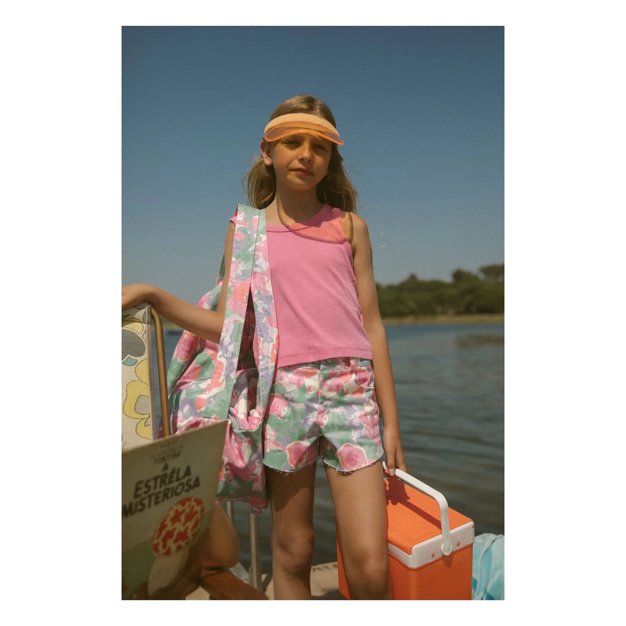 My First Cantê - Denim Shorts Pistachio Flowers | Pink