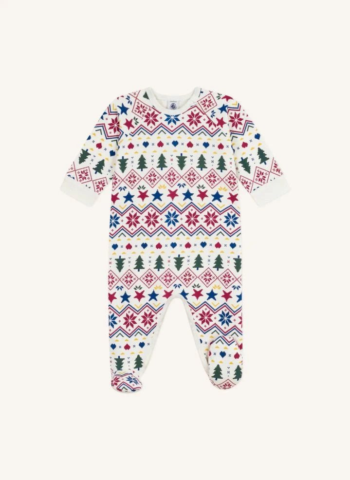 Petit Bateau - Sleep Well Christmas Pajamas Organic Cotton | Ecru