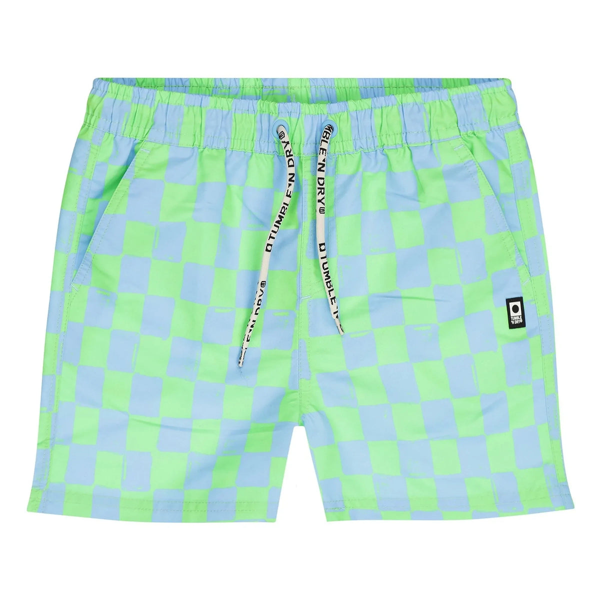 Tumble N'Dry - Manaus Check Recycled Fiber Swimsuit Shorts | Turquoise