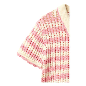 Copenhagen Colors - Organic Cotton Crochet Short Sleeve Cardigan | Ecru
