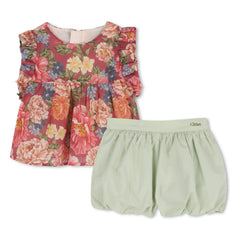 Chloé - Organic Cotton Fleurie Top & Bloomer Set | Rosewood