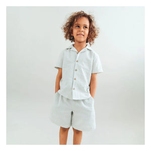 Wheat - Anker Striped Organic Cotton Shirt | Light Blue