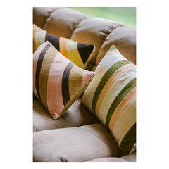 HKliving - Striped Velvet Pillow | Cream