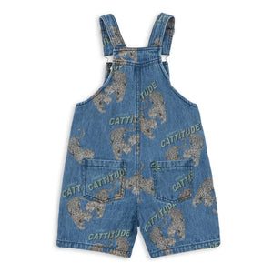 Konges Sløjd - Organic Cotton Denim Romper Cat Shorts Overalls | Blue
