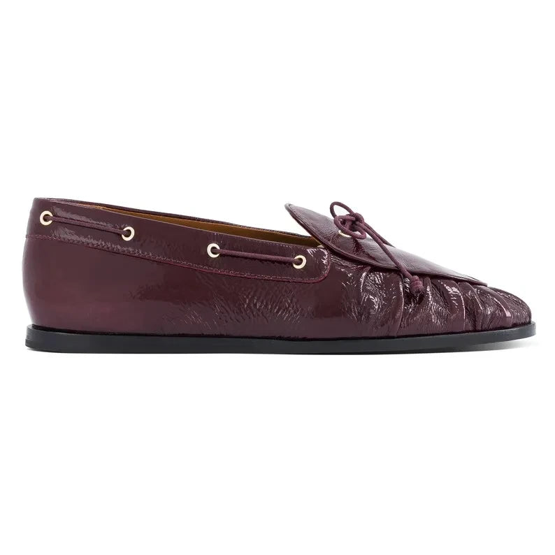 Socque Paris - Como Patent Leather Boat Shoes | Burgundy