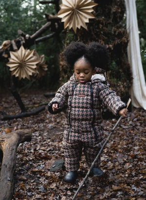 Töastie - Waterproof Houndstooth Cloud Jacket Made from Recycled Fibers | Brown