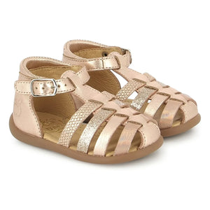 Pom d'Api - Metallic Heeled Sandals with Buckle Detail | Rose Gold