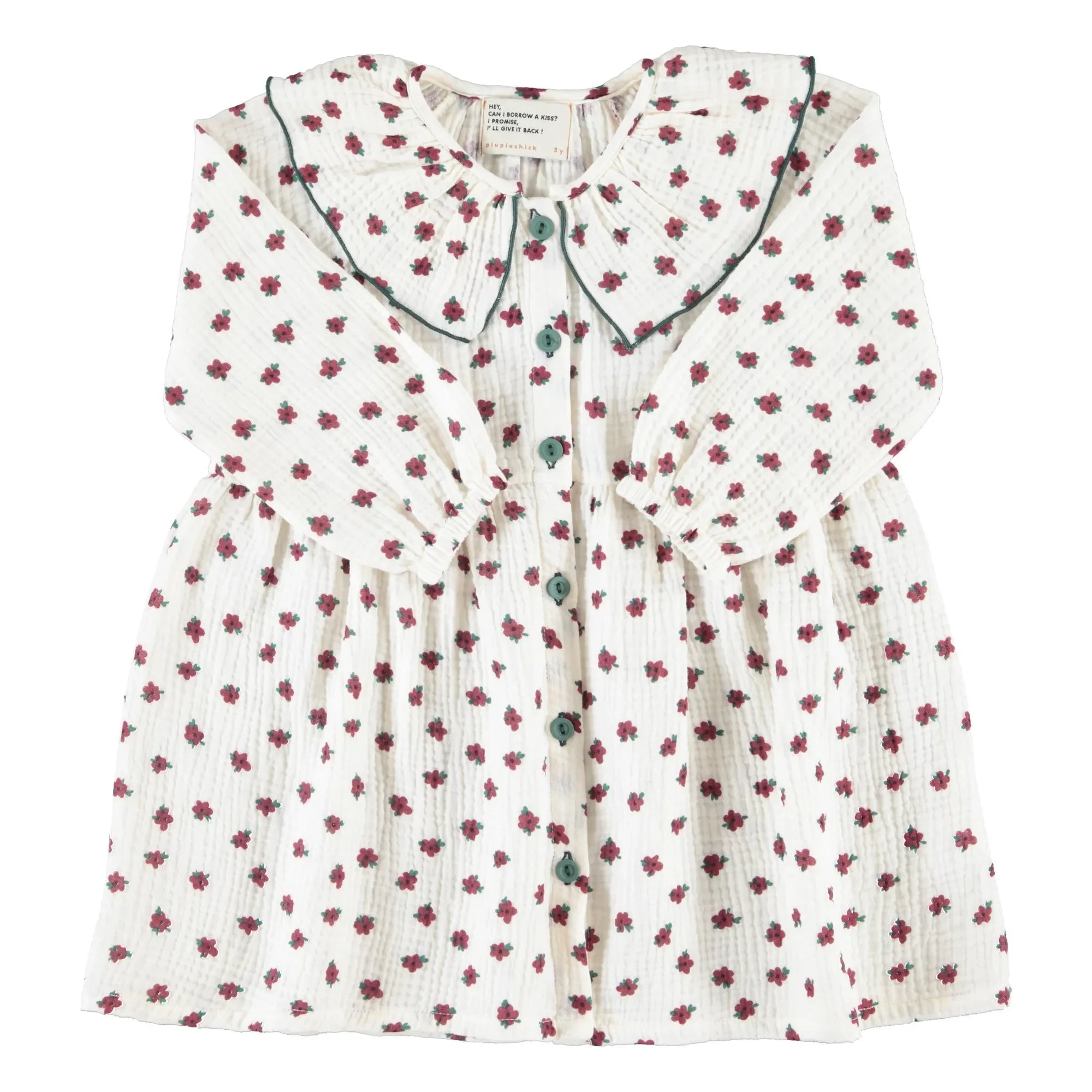 Piupiuchick - Organic Cotton Floral Dress | Ecru
