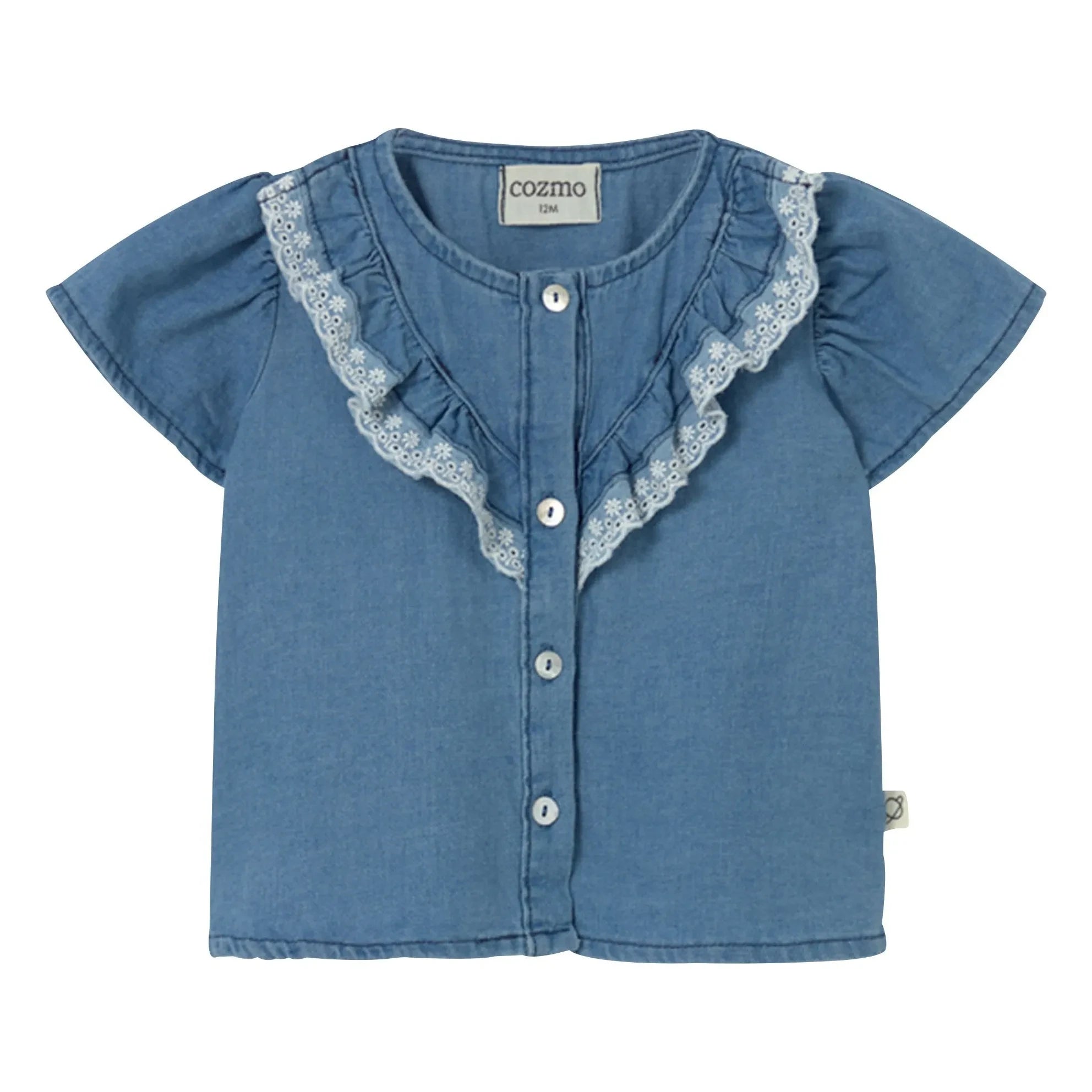Cozmo - Blue Ruffled Denim Blouse Malva