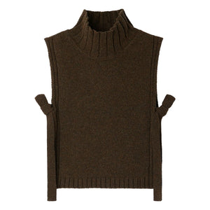 Soeur - Gold Virgin Wool Sleeveless Sweater | Marled Khaki