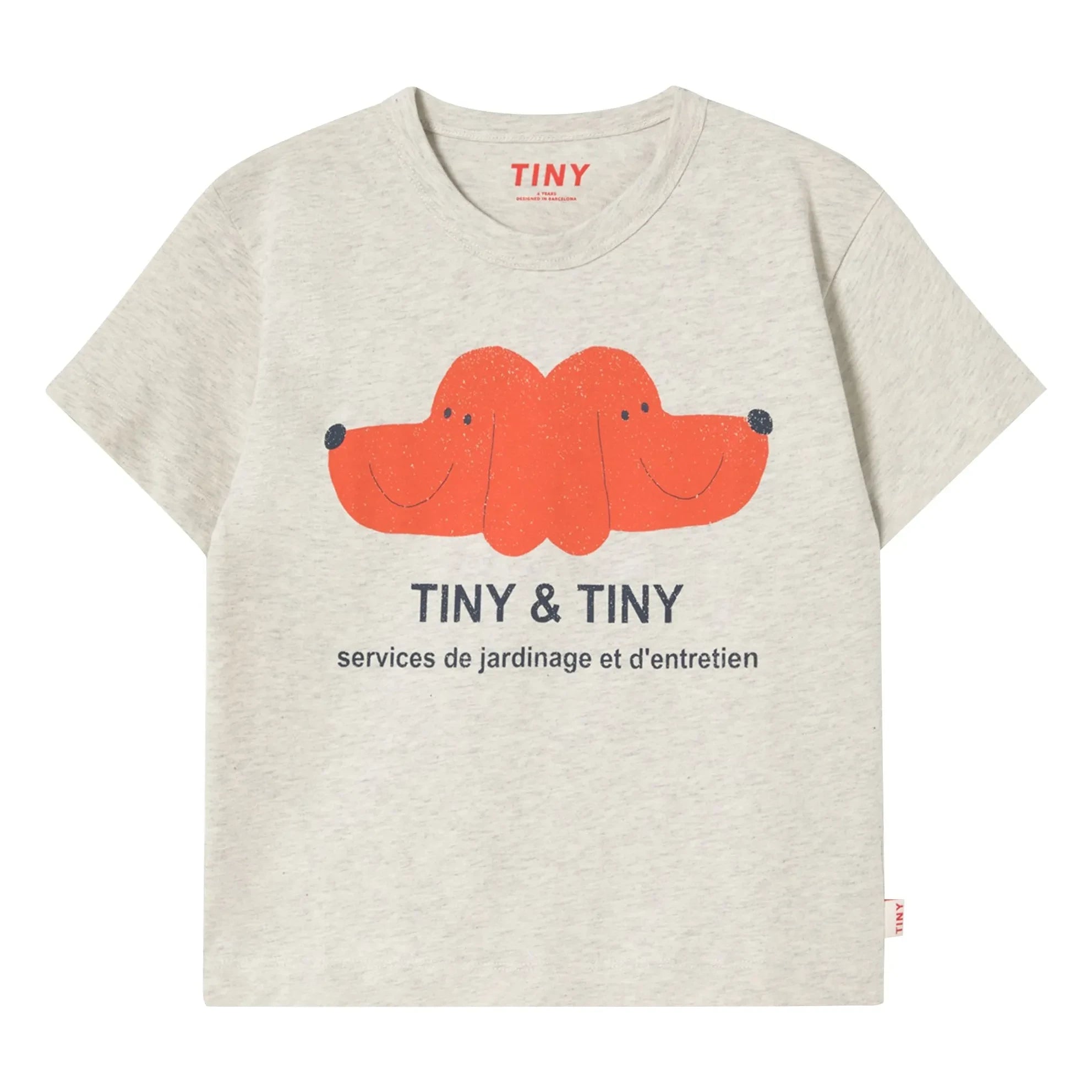 Tinycottons - Tiny & Tiny Dogs Organic Cotton T-Shirt | Heather Beige