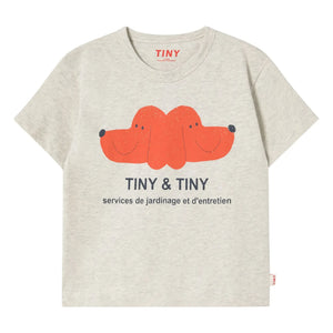 Tinycottons - Tiny & Tiny Dogs Organic Cotton T-Shirt | Heather Beige