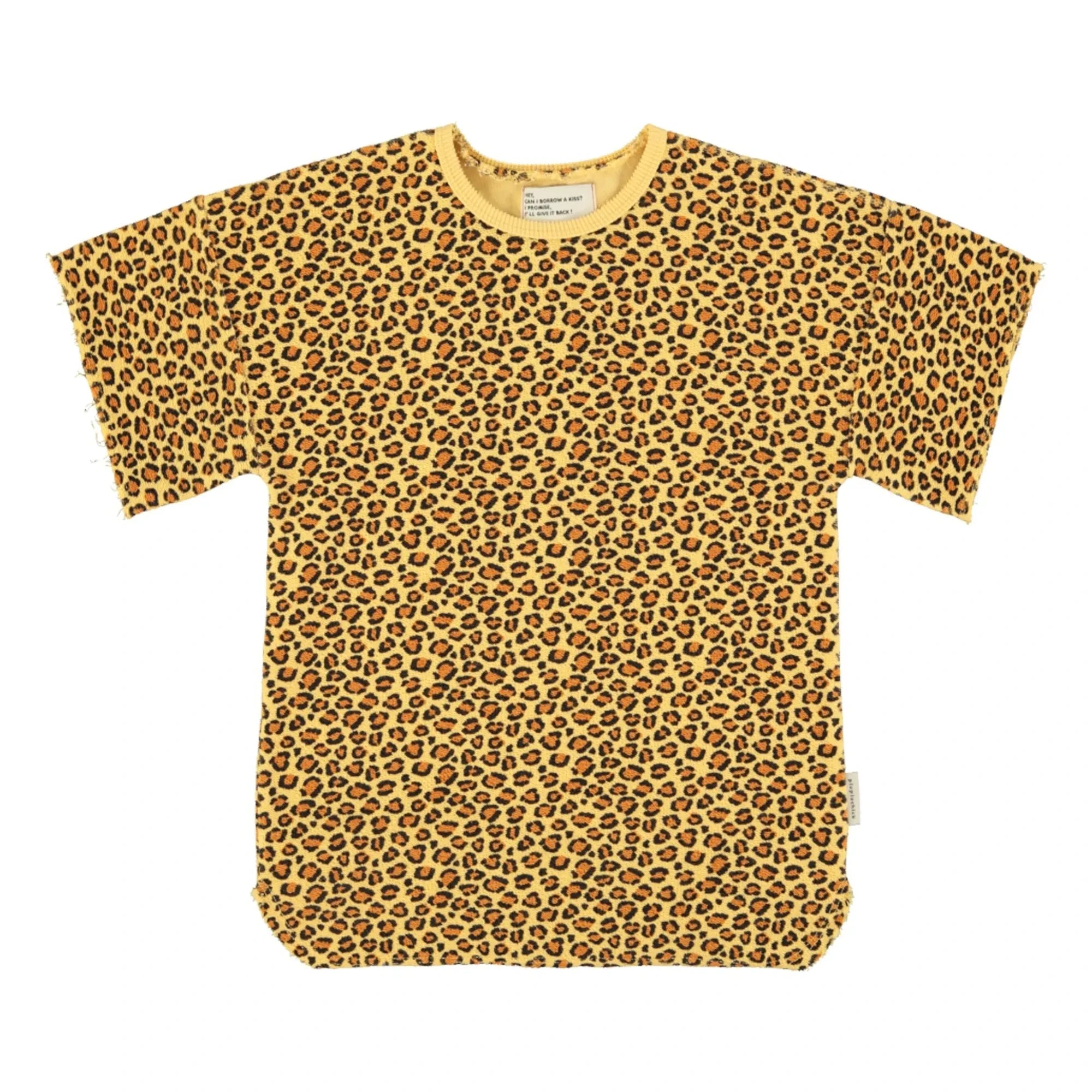 Piupiuchick - Leopard T-shirt Dress Organic Cotton Fleece | Mustard
